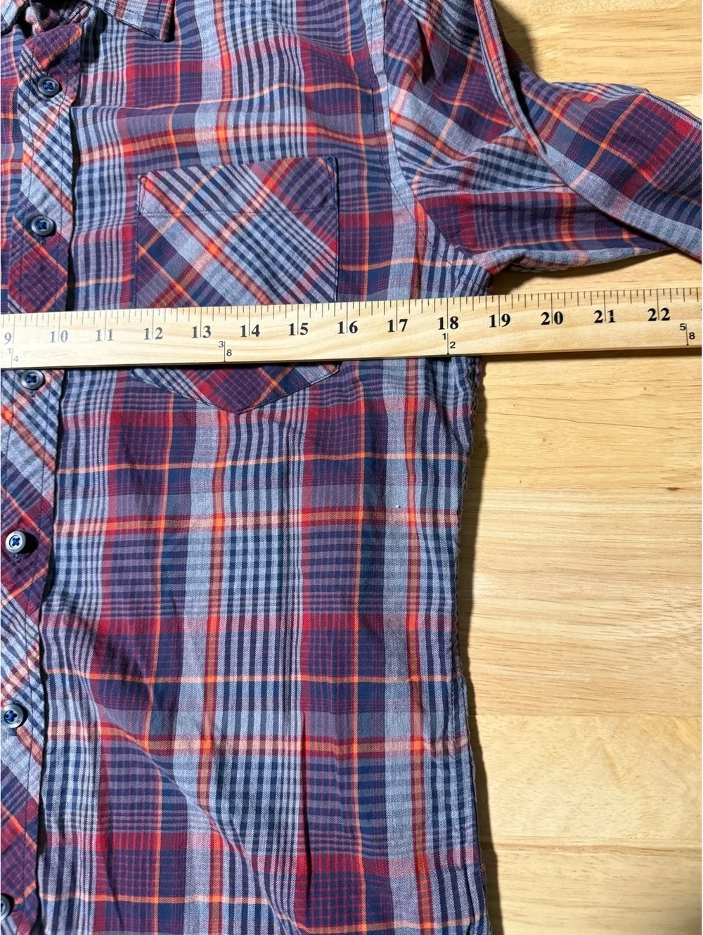 Banana Republic Men’s Small Plaid Button Down Shirt Red Blue Orange Long Sleeve